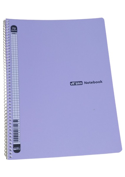 72 Yaprak Kareli Plastik Kapak Spiralli Okul Defteri