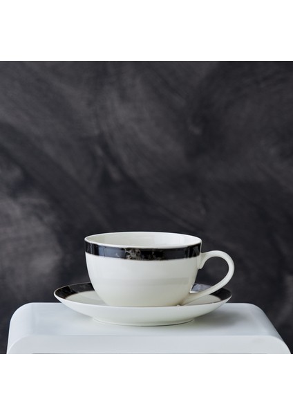 Damalı Tek Kişilik Porselen Kahve Fincan Takımı 220 ml