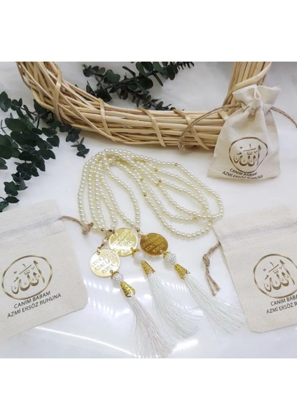 30 Adet Incili Tesbih ve Baskılı Kese Kombin Mevlüt Lik