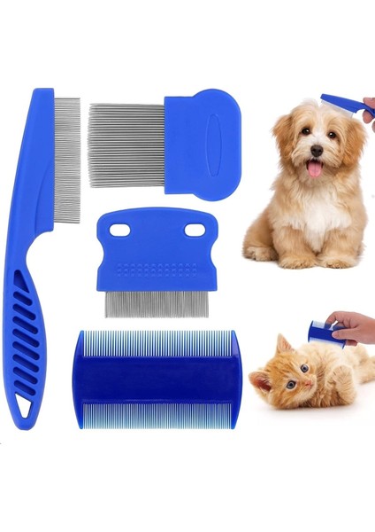 4'lü Kedi Köpek Bit ve Pire Tarağı 4 Lü Set Ince Tüy Tarama
