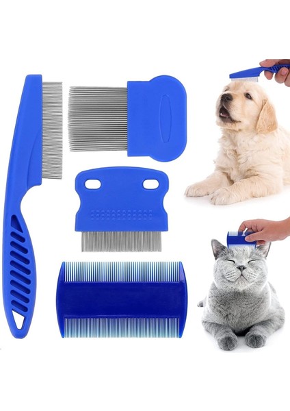 4'lü Kedi Köpek Bit ve Pire Tarağı 4 Lü Set Ince Tüy Tarama