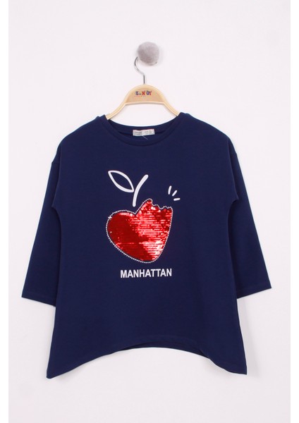 Toontoy Kız Çocuk Pullu Kalp Nakışlı Tişört