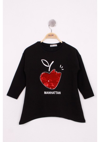 Toontoy Kız Çocuk Pullu Kalp Nakışlı Tişört