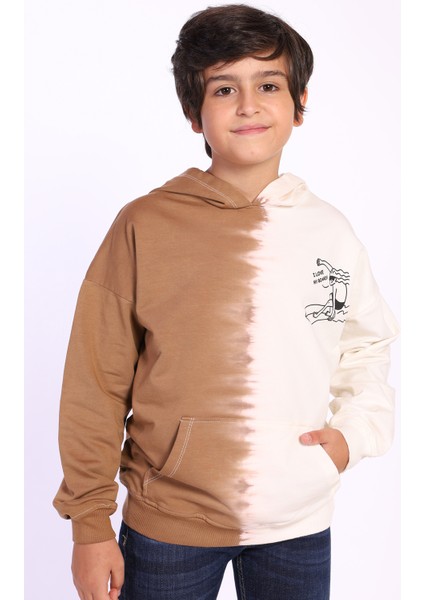 Toontoy Erkek Çocuk Kapüşonlu Baskılı Iki Renkli Sweatshirt