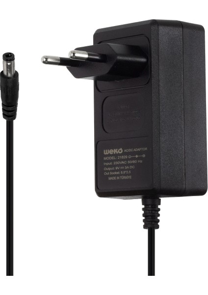 9 Volt - 3 Amper Priz Tipi Plastik Kasa Adaptör 5.5*2.5 Uç Yerli Üretim