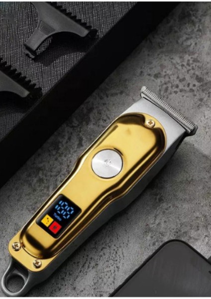 LED Göstergeli T Bıçak Metal Saç Sakal Ense Vücut Tıraş Makinesi USB Girişli