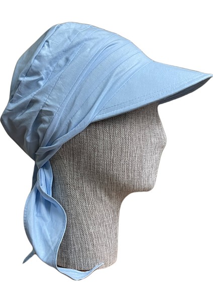 Bağlamalı Safari Kadın Şapkası Eşarplı Şapka Plaj Şapkası Siperli Bandana Şapka