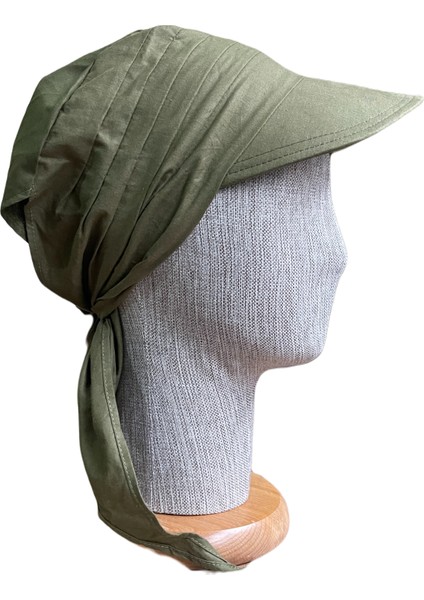Bağlamalı Safari Kadın Şapkası Eşarplı Şapka Plaj Şapkası Siperli Bandana Şapka