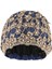 Şık Kadınlar Dantel Beanie Kapalı Açık Jacquard Şapkası Kafası Başlık Eğimli Koyu Mavi (Yurt Dışından) 2