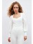 Balon Kol Crop Bluz - Ekru 5