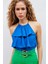 Zincir Detaylı Volanlı Bluz - Sax Mavi 2