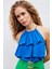 Zincir Detaylı Volanlı Bluz - Sax Mavi 5