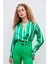 Kruvaze Yaka Çizgili Bluz - Yeşil 3
