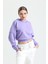 Lila Kapüşonlu Crop Sweatshirt 5