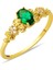 14 Ayar Çiçek Motifli Yeşil Taşlı Altın Yüzük 1