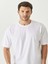 Erkek Owersize Sıfır Yaka Kısa Kol T-Shirt ALC33 - Beyaz 2