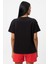 Siyah Baskılı Bisiklet Yaka Kısa Kollu Kadın T-shirt W50063 2