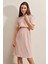 Kadın Pembe Elastik Bel Düğme Detaylı Rahat Örme Elbise HZL22S-BD123751 4