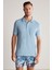 Açık Mavi Havlu Kumaş Polo Yaka T-Shirt 4