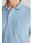 Açık Mavi Havlu Kumaş Polo Yaka T-Shirt 5