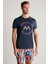 Logolu Pima Pamuk Lacivert T-Shirt 4