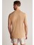 Baskılı Keten Pamuk Karışımlı Camel T-Shirt 5