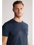 Kabartma Baskılı Lacivert Pima Pamuk T-Shirt 1