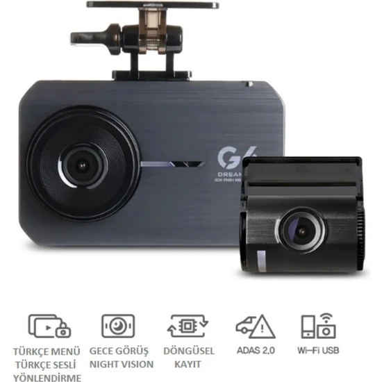 hepsiburada Gnet G6 Fullhd 2 Kameralı Wi-Fi Türkçe Ekranlı Park Modlu Araç Kamerası hepsiburada Gnet G6 Fullhd 2 Kameralı Wi-Fi Türkçe Ekranlı Park Modlu Araç Kamerası