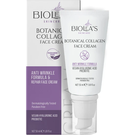 Biolea's Skincare Ince Çizgi ve Kırışıklıkları Azaltan Yüz Bakım Kremi Bitkisel +Vegan Hyalüronik Asit 50 ml