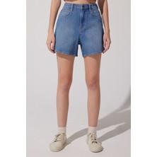 Lee Stella Regular Fit Normal Kesim Yükek Bel Mavi Esnek Jean Kot Şort