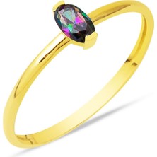 Bilezikci Obsidyen Taşlı Sade 14 Ayar Altın Yüzük