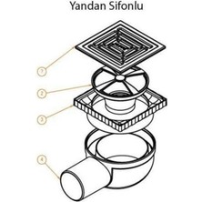 Hüppe Masterx Yalıtımsız Noktasal Su Gideri 10X10 Mat Yandan Çıkışlı