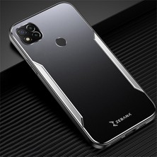 Zebana Xiaomi Redmi 10A Kılıf Zebana Metal Mitras Kılıf (Silikon Kenar) Gri