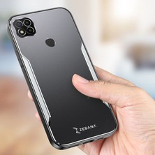 Zebana Xiaomi Redmi 10A Kılıf Zebana Metal Mitras Kılıf (Silikon Kenar) Gri