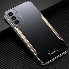 Zebana Samsung Galaxy A14 5g Kılıf Zebana Metal Mitras Kılıf (Silikon Kenar) Gold