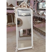 Ayna Denizi Vintage Madam Model Eskitme Beyaz Renk Dekoratif Ayaklı Boy Aynası