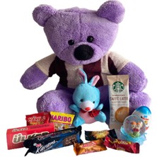 Hediye Nest Sevgililer Günü, Doğum Günü Hediyesi, Hediye Dolu Keseli Peluş Ayıcık - Işıklı Kar Küreli