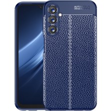 Case Street Casestreet Samsung Galaxy A24 Kılıf Niss Silikon Deri Görünümlü Korumalı Lacivert + Nano Glass