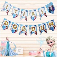 snowparty Elsa Anna Karlar Ülkesi Karakter Temalı Frozen Parti Konsepti Iyiki Doğdun Yazısı Yazı Banner