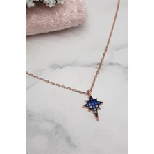 Pier Gümüş Mavi Geçişli Kuzey Yıldızı Gümüş Kolye