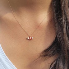 Pier Gümüş Kırmızı Mineli Gümüş Balık Kolye