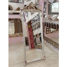 Ayna Denizi Vintage Madam Model Gümüş Renk Dekoratif Ayaklı Boy Aynası