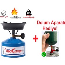 Mini Piknik Tüpü Doldurulabilir Kamp Ocağı Mini Kamp Kartuşu+Nargile Közlüğü (Dolum Aparatı Hediye)