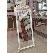 Ayna Denizi Vintage Madam Model Beyaz Altın Renk Dekoratif Ayaklı Boy Aynası