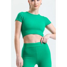 Sassy Yeşil Yazlık Crop Bluz Pantolon Takım