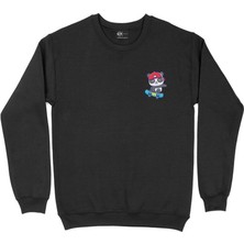 Cix Kaykaylı Panda Cep Tasarım Baskılı Sweatshirt
