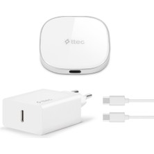 Ttec 2KS25B Aircharger M Kit Magsafe Uyumlu Kablosuz Hizli Sarj Aleti+Pd 20W Seyahat Hizli Sarj Aleti Beyaz