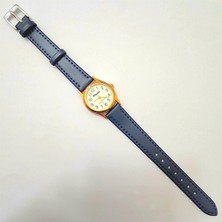 Marlas Vintage Kadın Kol Saati, Retro Tasarım, Yuvarlak, Rose Gold Kasa, Mavi Deri Kordon, Kolay Kullanım