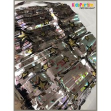Kidspartim Metalize Yıldız Baskılı Gümüş Masa Püskülü
