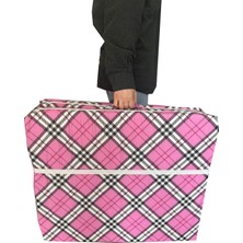Nelson Tek Kişilik Katlanır Yer Yatağı Sünger Yatak 70X180X6 Cm-Pembe Ekose